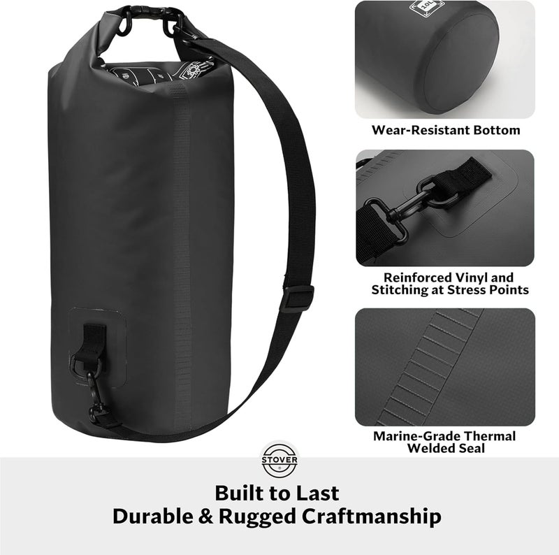 STOVER 5/10/25/30/40/55L Waterproof Dry Bag- Roll-Top Backpack w/Phone Case- Kayaking, Hiking, Camping, Boating- Men/Women - Image 3